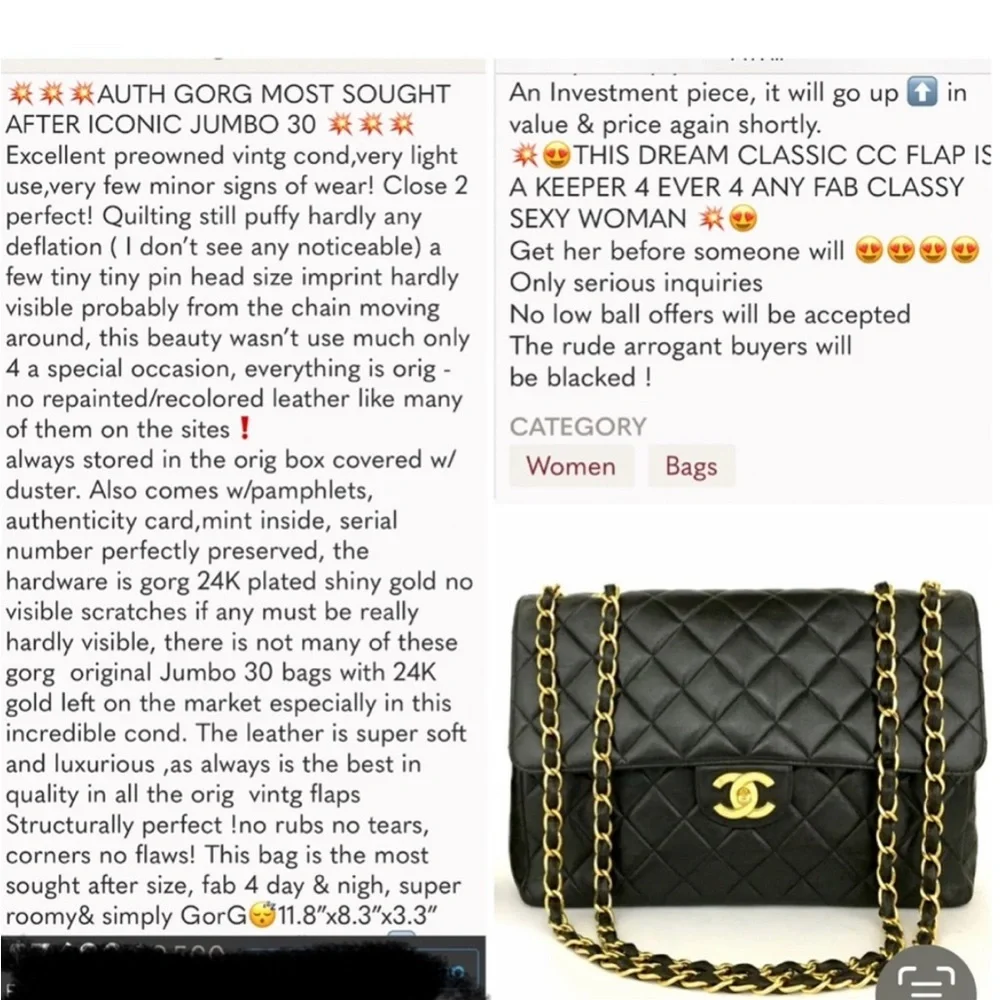 CHANEL Jumbo 30🤩11.8”🤩24K Hardware Amazing cond🤩Box Card Duster Org pamphlets - Picture 14 of 15